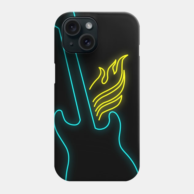 Electric Guitar Neon Light Phone Case by HarlinDesign