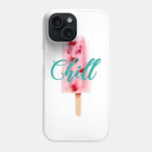 Chill Raspberry Popsicle Ice Cream on Stick with Teal Writing Phone Case