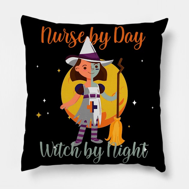 Funny Nurse Witch Halloween Gift Pillow by chilla09