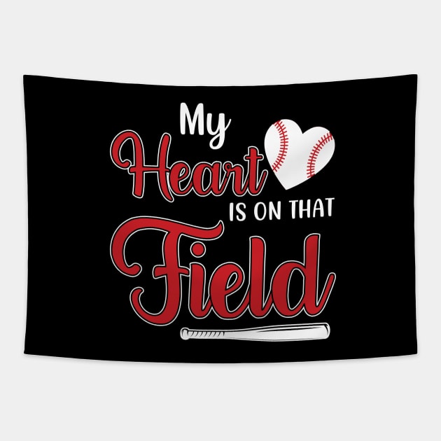 My Heart is on That Field Baseball Tapestry by DragonTees