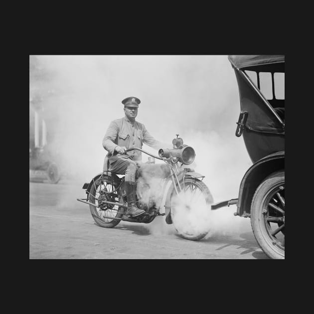 Motorcycle Policeman on Duty, 1923. Vintage Photo by historyphoto