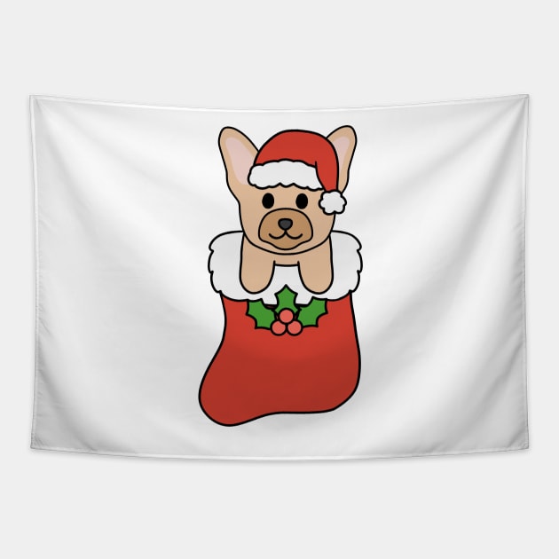 Christmas Cream French Bulldog Stocking Tapestry by BiscuitSnack