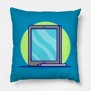 Tablet And Stylus Pencil Cartoon Vector Icon Illustration Pillow