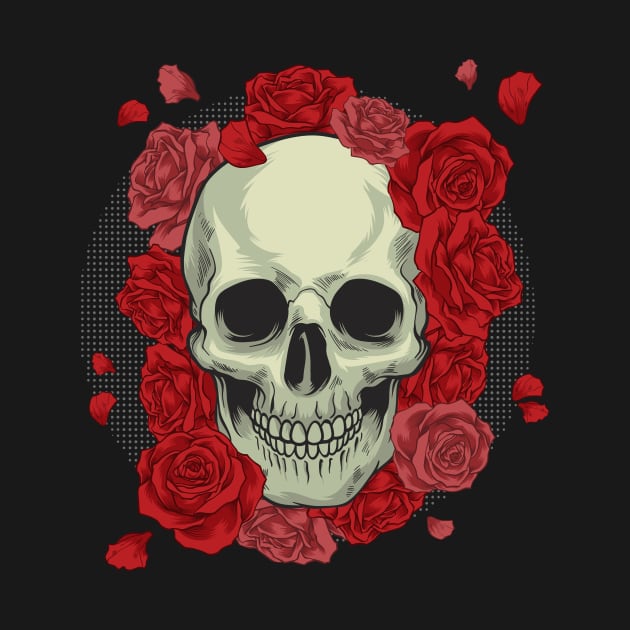 Skull in roses by COLeRIC