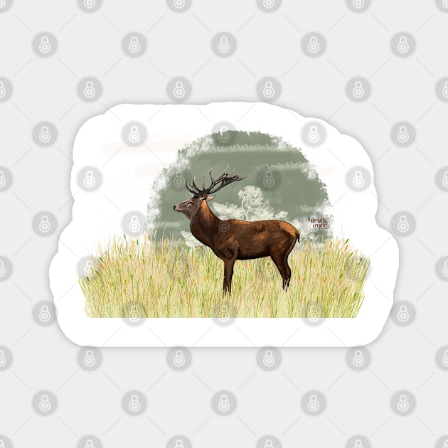 Red deer in Scandinavia Magnet by Aurealis