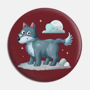 Hand Drawn Cartoon Wolf Pin