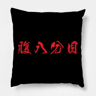 Red Hara Hachi Bu (Japanese for "Eat until you are 80% full" in red horizontal kanji) Pillow