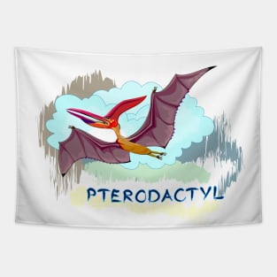 Illustration of flying pterodactyl Tapestry