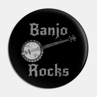 Banjo Rocks, Banjoist Goth Heavy Rock Musician Pin