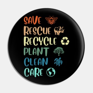 Save Bees Rescue Animals Recycle Plastic Earth Day April 22 Pin