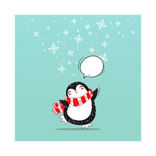 Cute Teal Penguin Holiday Xmas Christmas Gift T-Shirt