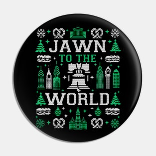 Philly Fan Philadelphia Ugly Christmas Jawn to the World Pin