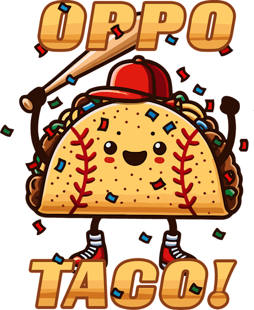 Funny OPPO TACO Baseball Softball Player Fan Home Run kawaii style Kids T-Shirt by TeeCreations