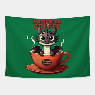 Motivated by Coffee // Funny Dragon Tapestry