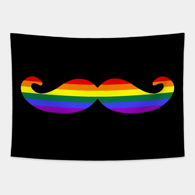 Funny Gay Pride Flag Imperial Mustache Tapestry by Scar