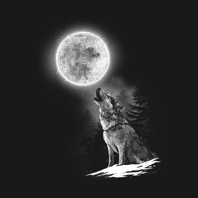 Bitcoin Moon Wolf Cryptocurrency by UNDERGROUNDROOTS