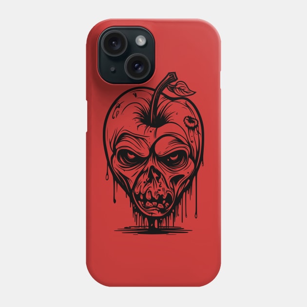 Halloween Zombie Apple Skull Face Phone Case by Sanu Designs