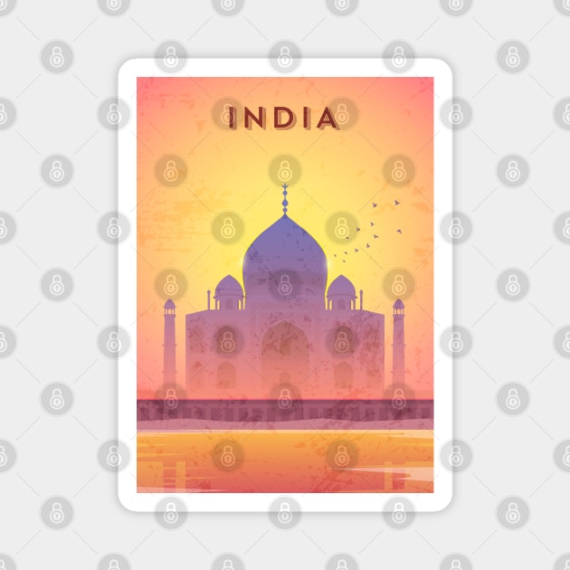 India. Retro travel poster Magnet by GreekTavern