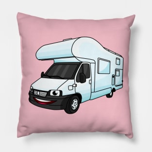 Happy campervan cartoon illustration Pillow