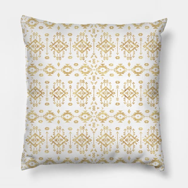 Luxury gold geometric tribal Aztec pattern Pillow by InovArtS