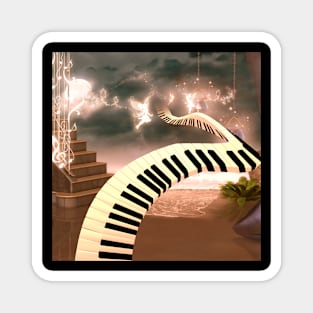 Wonderful curved piano on the beach Magnet