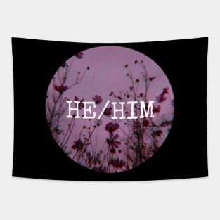 HE HIM Purple Flower Pronouns Tapestry