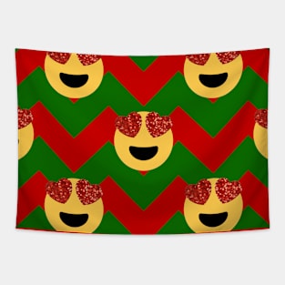 christmas heart eye emoji Tapestry