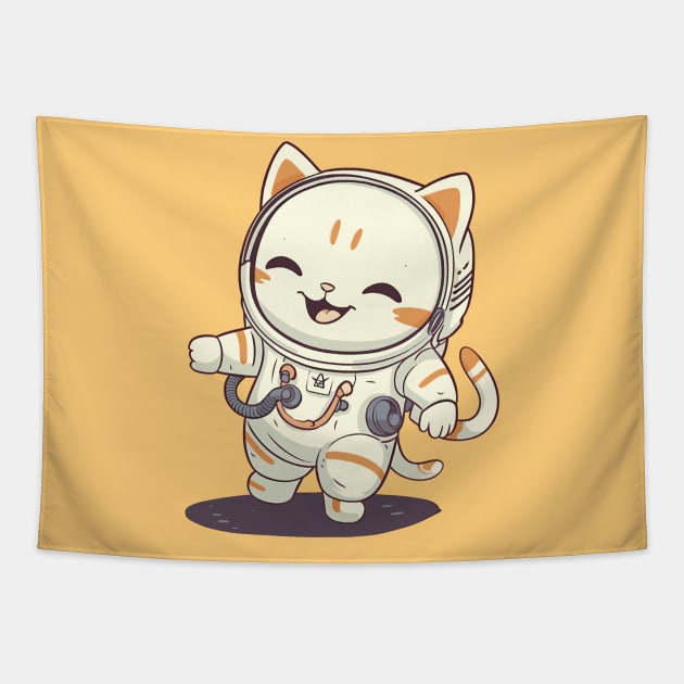 Happy Space Kitty Tapestry by Purrestrialco