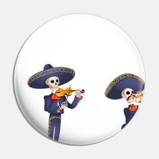 Dia de muertos. mariachi band musician of skeletons. mexican tradition Pin