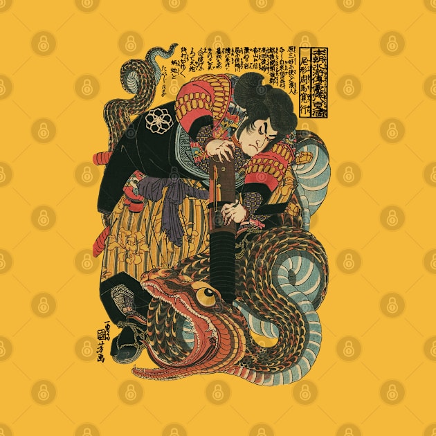 Samurai and monster serpent / Utagawa Kuniyoshi  ukiyoe art by kanchan