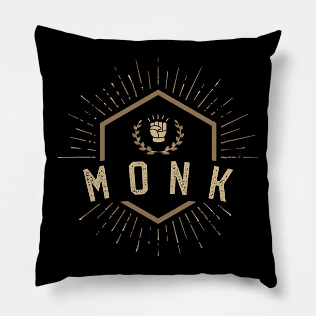 Monk Character Class Tabletop Roleplaying RPG Gaming Addict Pillow by dungeonarmory