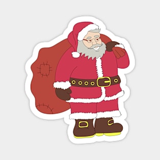 Santa Claus in red with gift bag and eyeglasses Magnet