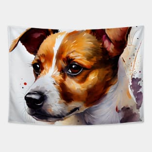 Jack Russell Terrier Watercolor Portrait Tapestry