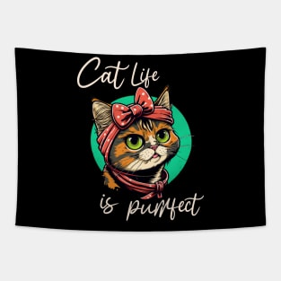 Cat Life Is Purrfect Tapestry