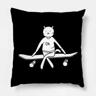 Cat on a skateboard Pillow