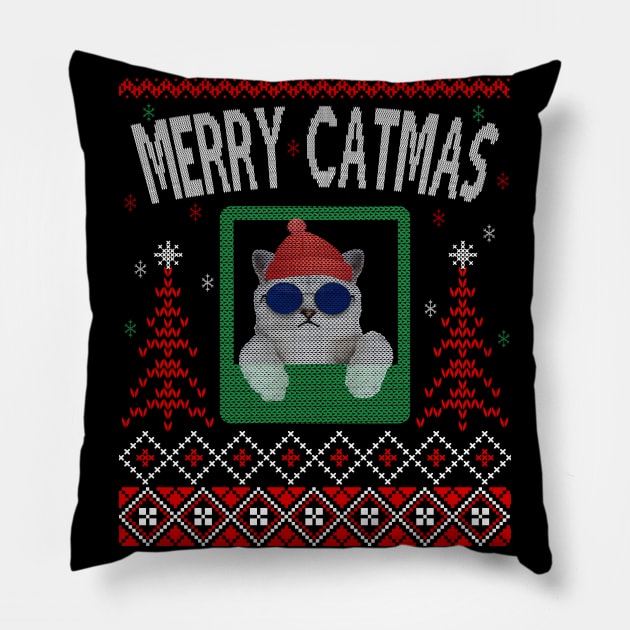 Merry catmas Pillow by MZeeDesigns