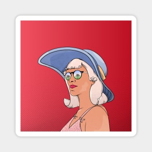 Retro poster woman wearing a hat Magnet