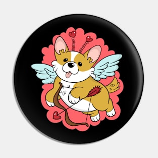 Cute Valentine Corgi Cupid Pin