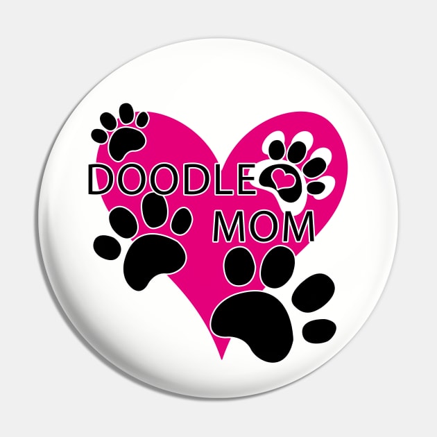 Doodle Dog Mom Big Heart Paw Prints Pin by TLSDesigns