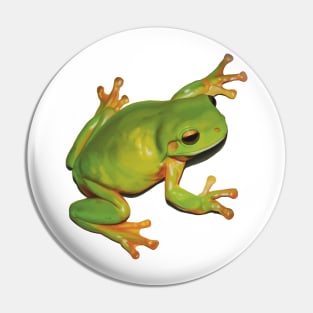 Gorgeous Green Tree Frog. Australian green frog. Cute frog illustration, realistically drawn Pin