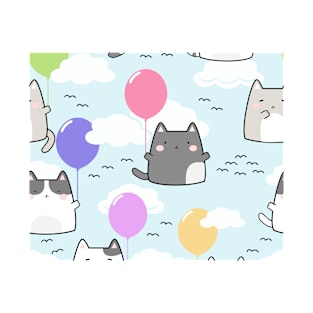 Kawaii Cats with Balloons T-Shirt