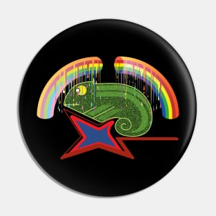 Chameleon hiding under rainbow Pin