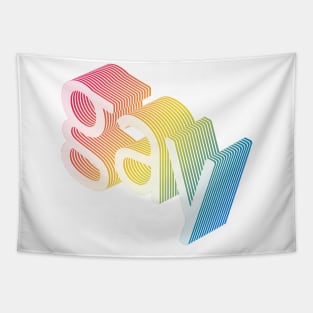 GAY 80s Retro Style 3D Rainbow Block Design Tapestry