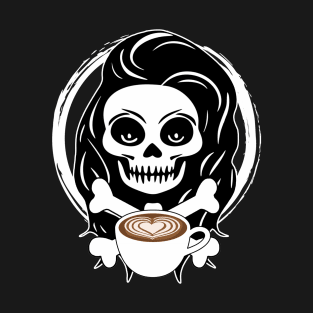 Barista Skull and Coffee Cup White Logo T-Shirt