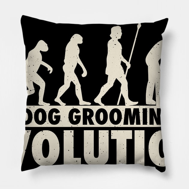 Evolution Dog Groomer Gift Print Pet Grooming Pet Dog Lover Print Pillow by Linco