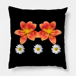 orange blossom with daisy flower floral pattern Pillow