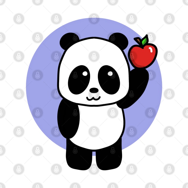 Cute Giant Panda with Apple by 1000 Pandas