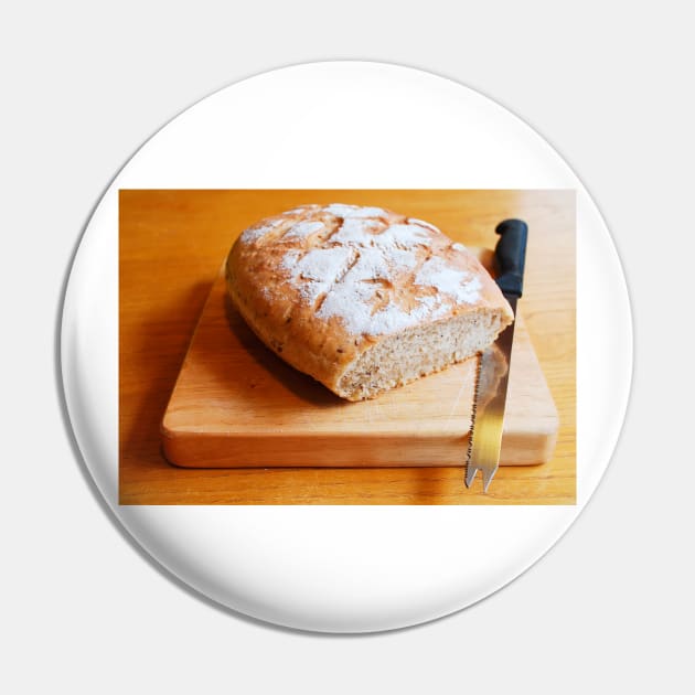 Sourdough on Chopping Board with Knife Pin by jojobob