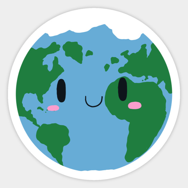 Cute Earth - Kawaii - Sticker