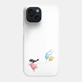 Girl running with balloons, Happy children's day Phone Case